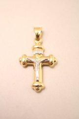 Prívesok-krížik s Ježišom Kristom-viacfarebné zlato-14 karátov