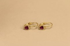 Náušnice - srdiečka - rúžové zirkóny - brizúra - pozlátené striebro