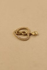 Prívesok- srdce- nekonečno- zirkóny- žlté zlato- 14 karátov