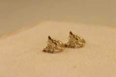 Náušnice so zirkónmi - krúžky - motýľ - pozlátené striebro