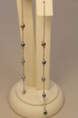 Visiace náušnice-farebné zirkóny-puzetky-rhodium-striebro