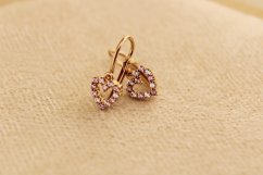 Zlaté náušnice - Novorodenecké - Zirkónové srdiečko - 14k - Ružové zlato