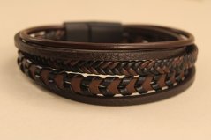 Pletený kožený náramok s magnetickou sponou