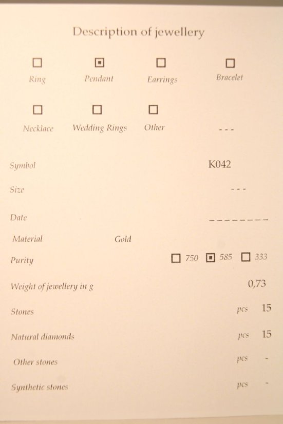 Zlatý prívesok krížik s diamantmi 0,08 ct H/Si2, žlté zlato, 0,73 g, 14 karátov 585/1000