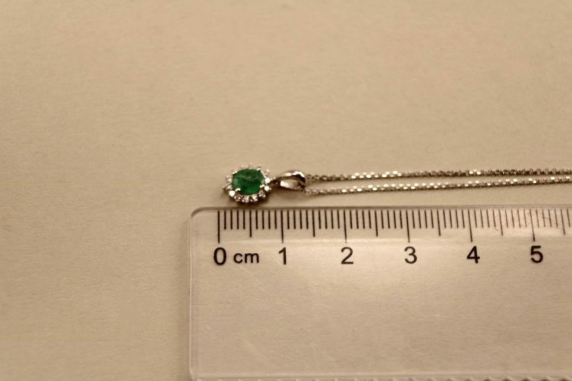 Celebritka - Smaragd - diamanty 0,120 ct - SI/H -biele zlato - 14 karátov