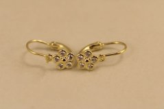 Náušnice- kvety- číre zirkóny- brizúra- pozlátené striebro