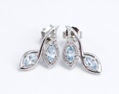 Naušnice- dva listy- Topás-číre zirkóny- puzetky- rhódiované striebro