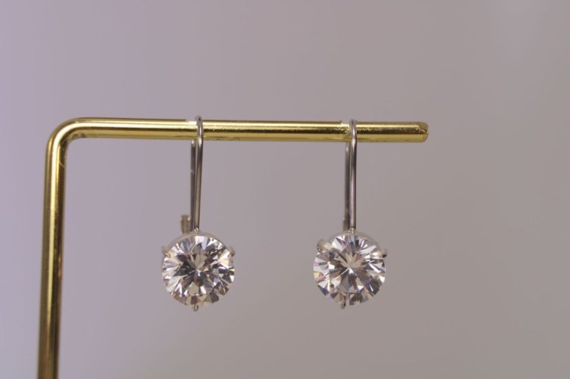 Náušnice-číry zirkón-biele zlato-14 karátov