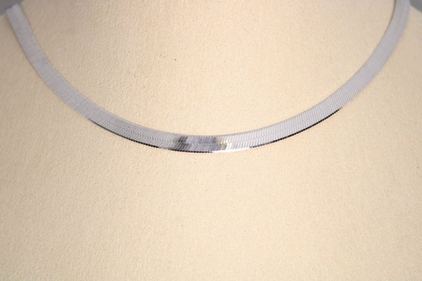 Strieborný náhrdelník plochý, rhodium, 42,5 cm, 8,66 g, 925/1000