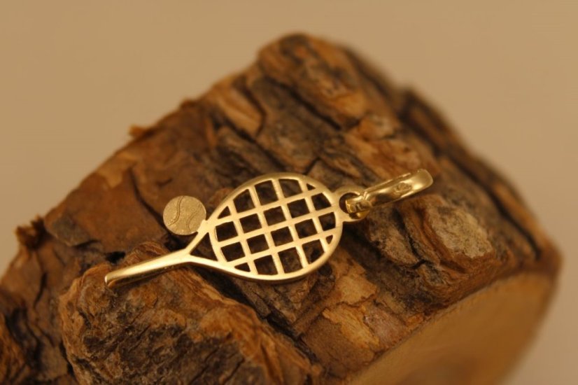 Prívesok- tenisová raketa s loptičkou- žlté zlato- 14K