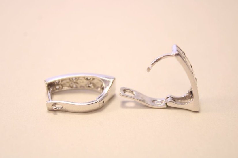 Náušnice z bieleho zlata obdĺžnik s čírymi zirkónmi, francúzsky patent, 3,36 g, 14K 585/1000