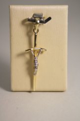 Prívesok - kríž s telom Ježiša-viacfarebné zlato-14K