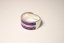 Strieborný prsteň, fialový smalt a číre zirkóny, rhodium, veľkosť 57, 6,51 g, 925/1000