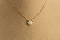 Retiazka - Anker - opál v lunete - pozlátené striebro