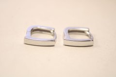 Strieborné náušnice v štvorcovom tvare, rhodium, zacvakávacie zapínanie, 1,48 g, 925/1000
