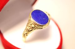 Prsteň- kameň Lapis Lazuli- žlté zlato- 14 karátov