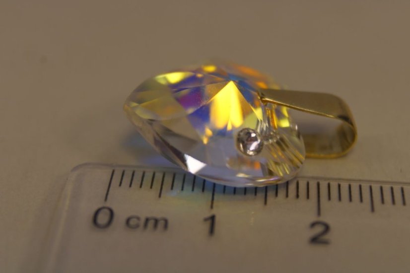Prívesok- srdiečko- CRYSTAL SWAROVSKI-žlté zlato-zirkón-14 karátov