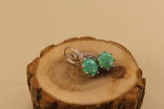 Náušnice - zelený opál - číre zirkóny - visiace - patent - rhodiované striebro