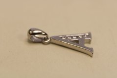 Prívesok- tvar písmena A-rhodium-číre zirkóny-striebro