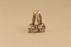 Náušnice - číre zirkóny  - patent - kombinované zlato - 14K