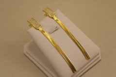 Náušnice - visiace - číre zirkóny - francúzske zapínanie - pozlátené striebro