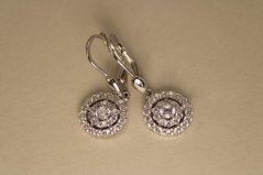 Náušnice- visiace- číre zirkóny- patent- biele zlato- 14 karátov