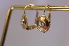 Náušnice- žlté zlato-číry zirkón-patent-14 karátov