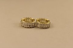 Náušnice- kruhy- číre kamene- kĺb- pozlátené striebro