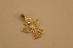 Prívesok-vyrezávaný Anjel- viacfarebné zlato- 14 karátov