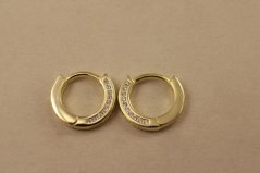 Náušnice- kruhy- číre zirkóny- zacvakávacie- pozlátené striebro