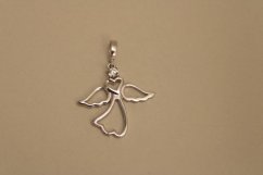 Prívesok - Anjel - biele zlato - číry zirkón -14 karátov