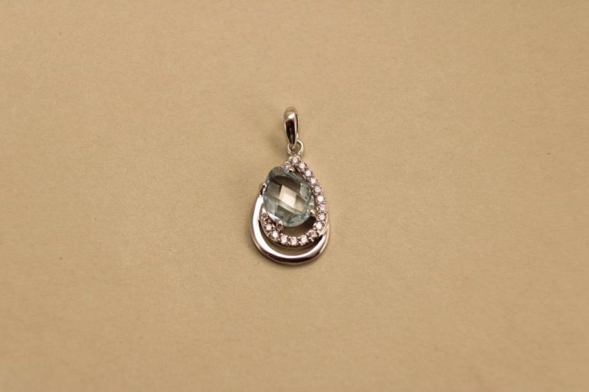 Prívesok - Topás - číre zirkóny - rhodium - striebro