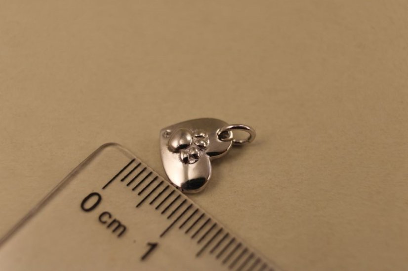 Prívesok- srdiečko- labka- rhódiované striebro