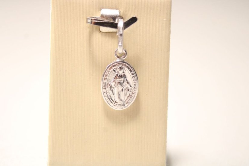 Prívesok- Zázračná medaila s Pannou Máriou- rhódiované striebro