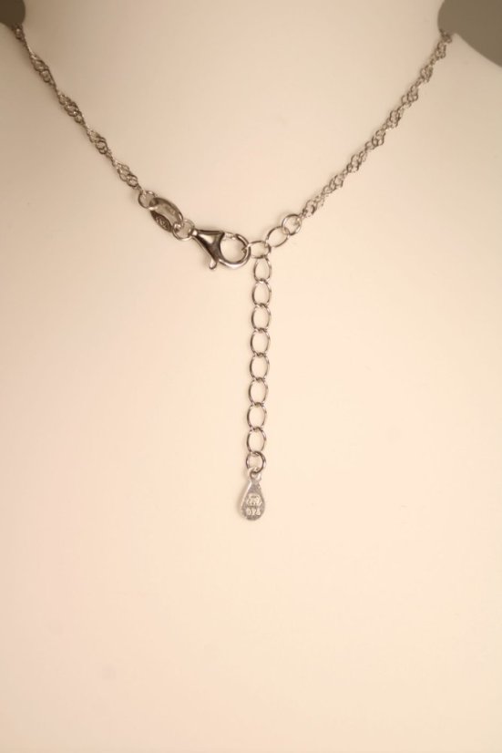 Strieborný náhrdelník prepojené kruhy číre zirkóny, rhodium, 43-46 cm, 2,68 g, 925/1000