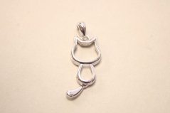 Strieborný prívesok mačka, rhodium, 0,83 g, 925/1000