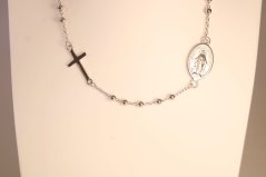 Strieborný ruženec náhrdelník na krk, rhodium, 40,5-45,5 cm, 4,65 g, 925/1000