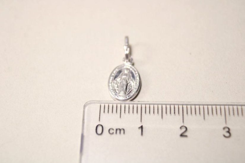 Prívesok- Zázračná medaila s Pannou Máriou- rhódiované striebro