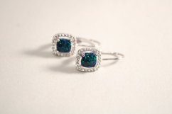 Náušnice- zelenomodrý opál- číre zirkóny- patent- rhódiované striebro