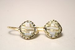 Náušnice-zelený drahokamom Ametyst-žlté zlatopatent-14 karátov