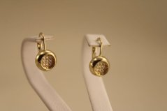 Náušnice - guličky so zirkónmi - patent - žlté zlato - 14k