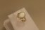 Prsteň- biely opál- číre zirkóny- žlté zlato- 14 karátov
