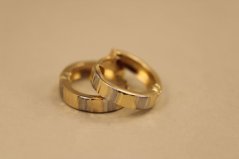 Náušnice- kruhy- matno-lesklé- zacvakávacie- viacfarebné zlato- 14K