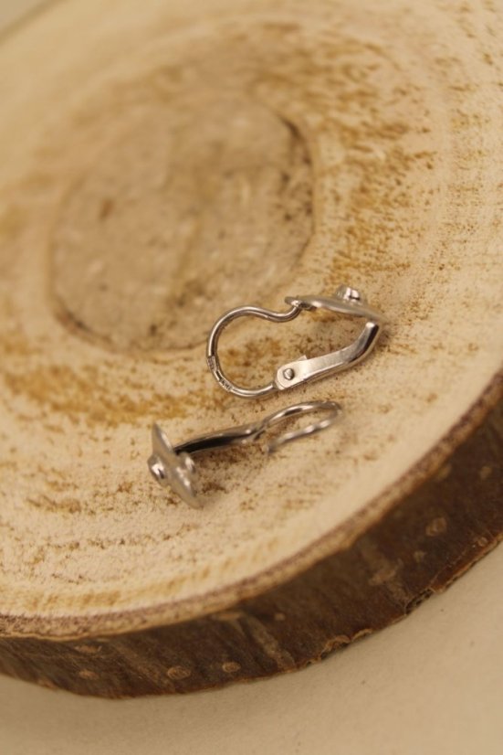 Náušnice- srdiečka- číry zirkón- brizúra- biele zlato- 14 karátov