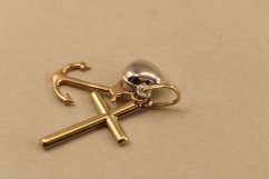 Prívesok -srdce- kotva- kríž- kombinované zlato-14 karátov