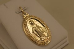 Prívesok- medailón- Panna Mária - žlté zlato - 14 karátov