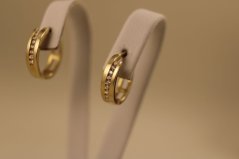 Náušnice-kruhy- číre zirkóny- zacvakávacie- žlté zlato- 14 karátov