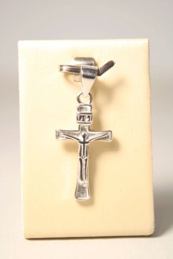 Strieborný prívesok krížik - JEŽIŠ, rhodium, 1,18 g, 925/1000