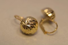 Náušnice -polguľa-žlté zlato-patent-14 karátov