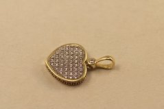 Prívesok- srdce- číre zirkóny- viacfarebné zlato- 14K